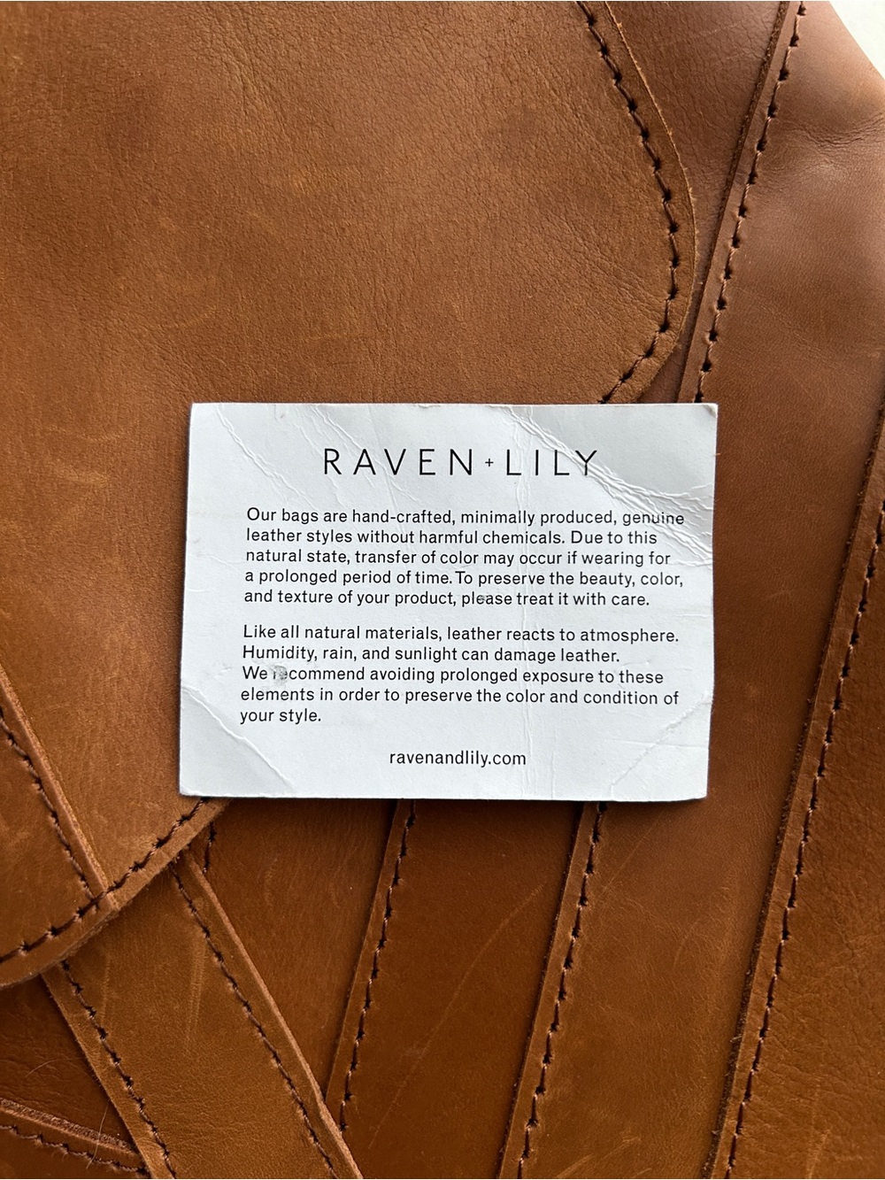 Raven + Lily Warm Caramel Leather Tote